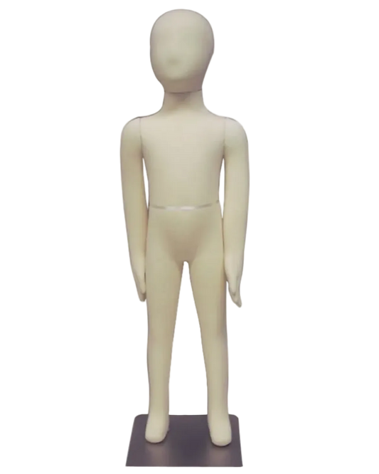Flexible 4-year old child mannequin with jersey foam construction