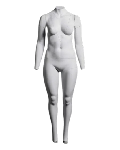Matte white plus size female ghost mannequin for invisible apparel photography