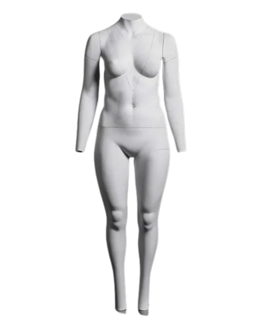 Matte white plus size female ghost mannequin for invisible apparel photography