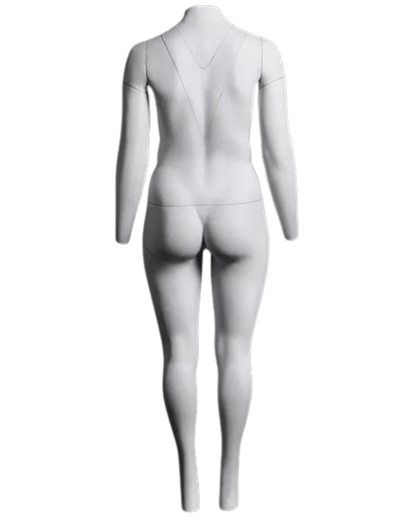 Rear view of plus size female ghost mannequin for e-commerce photography