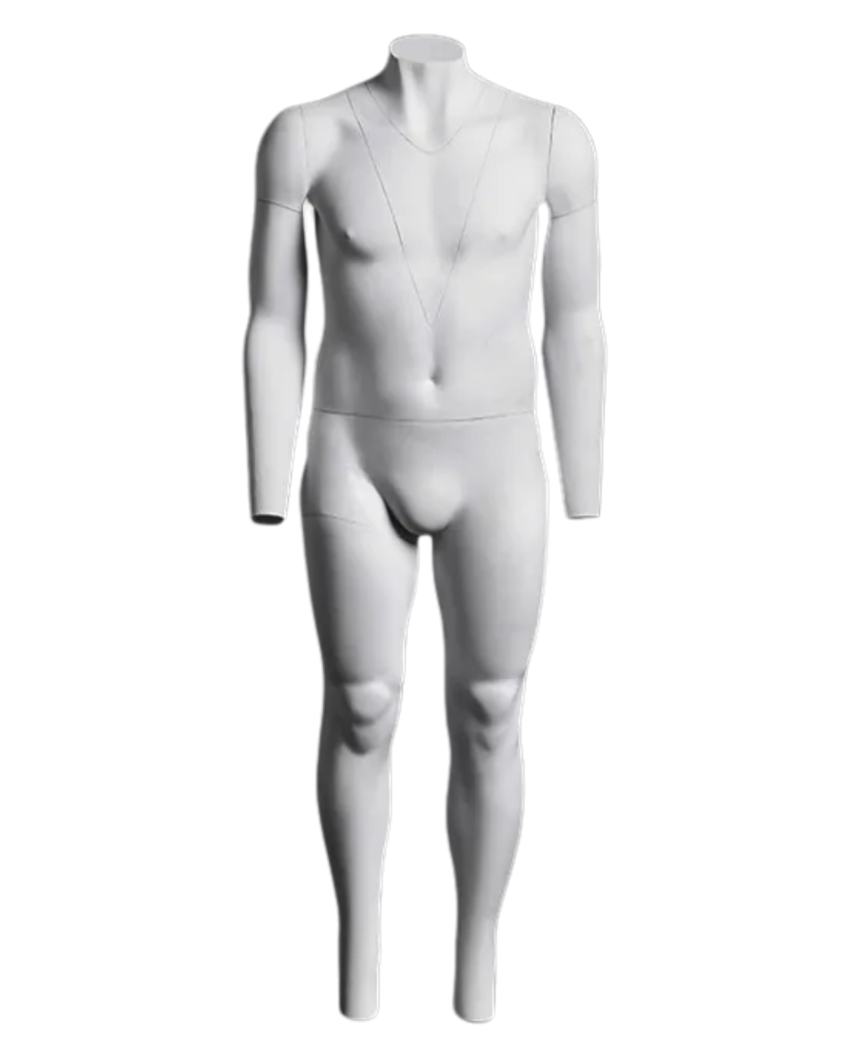 Matte white plus size male ghost mannequin for invisible apparel photography