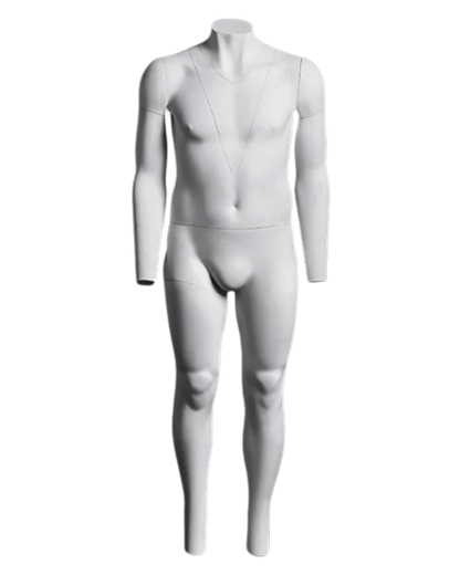 Matte white plus size male ghost mannequin for invisible apparel photography