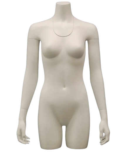 Ghost female headless 3/4 torso display form with detachable arms for e-commerce apparel photography