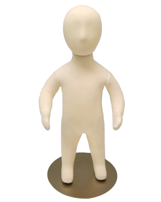 Flexible 6-month old infant mannequin with jersey foam construction