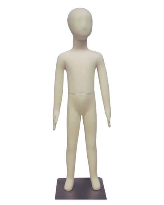 Flexible 6-year old child mannequin with jersey foam construction
