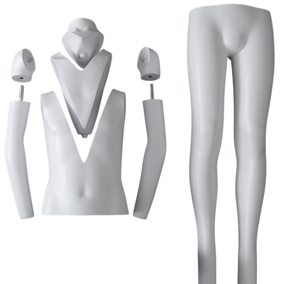 Ghost child mannequin with removable neck and detachable arm components for apparel photography