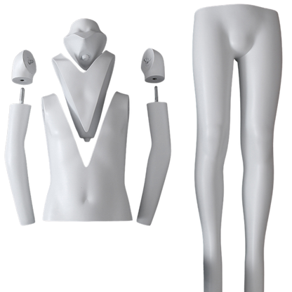 Ghost child mannequin with removable neck and detachable arm components for apparel photography