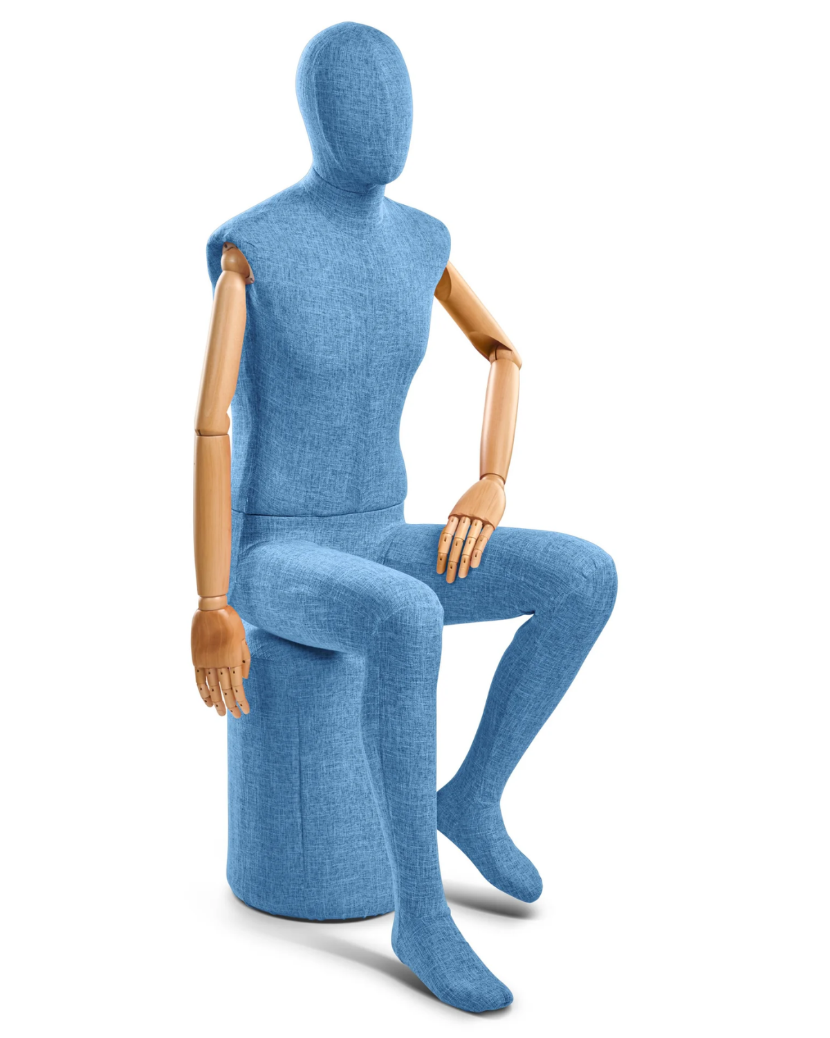 Male Fabric-Wrapped Mannequin with Articulated Wooden Arms
