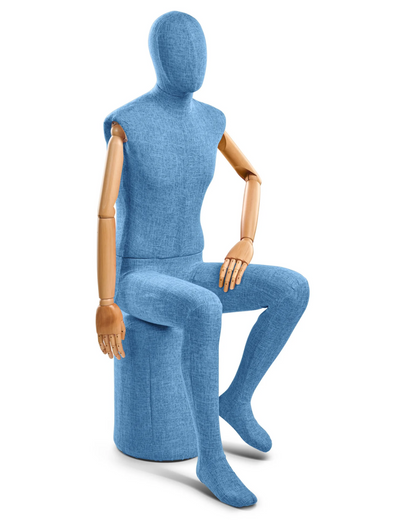 Male Fabric-Wrapped Mannequin with Articulated Wooden Arms