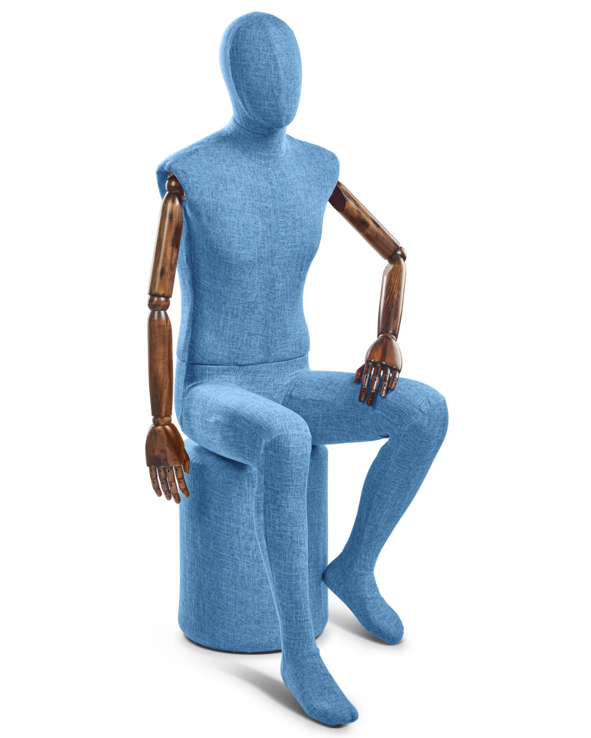 Male Fabric-Wrapped Mannequin with Articulated Wooden Arms