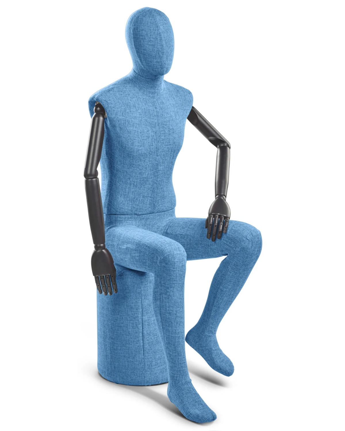 Male Fabric-Wrapped Mannequin with Articulated Wooden Arms