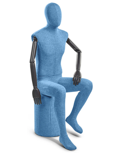 Male Fabric-Wrapped Mannequin with Articulated Wooden Arms