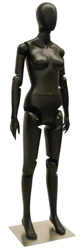 posable female mannequin matte black fiberglass articulated egghead display