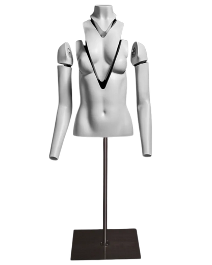 Ghost matte white female torso with removable neck and arms for invisible mannequin photography