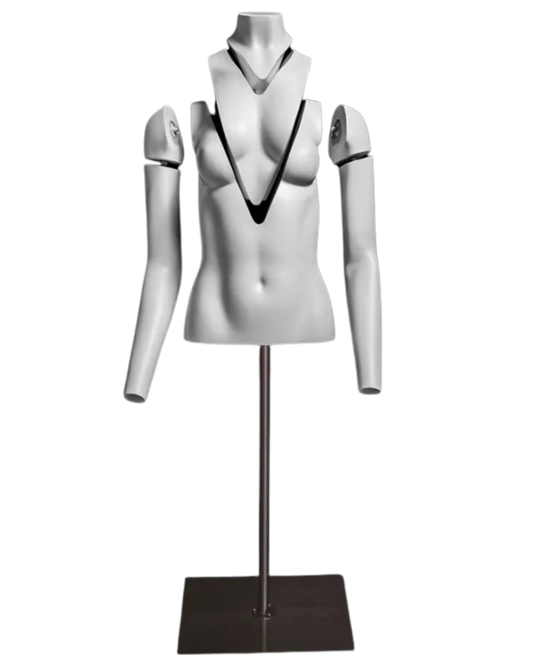 Ghost matte white female torso with removable neck and arms for invisible mannequin photography