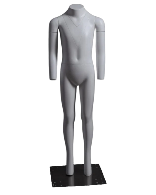 Ghost child mannequin with detachable arms for children's apparel photography and retail displays