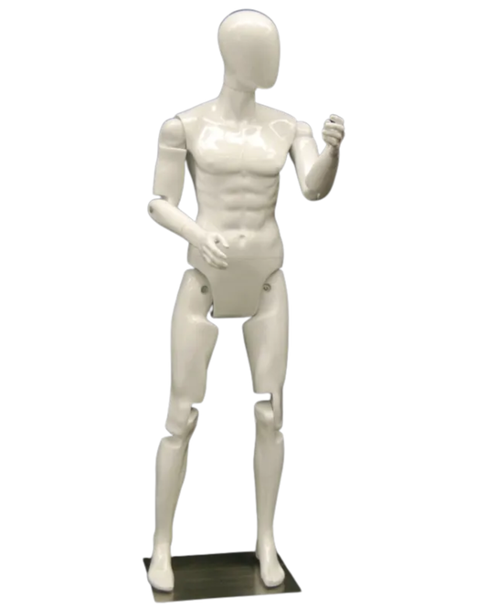 glossy white male mannequin posable fiberglass front pose