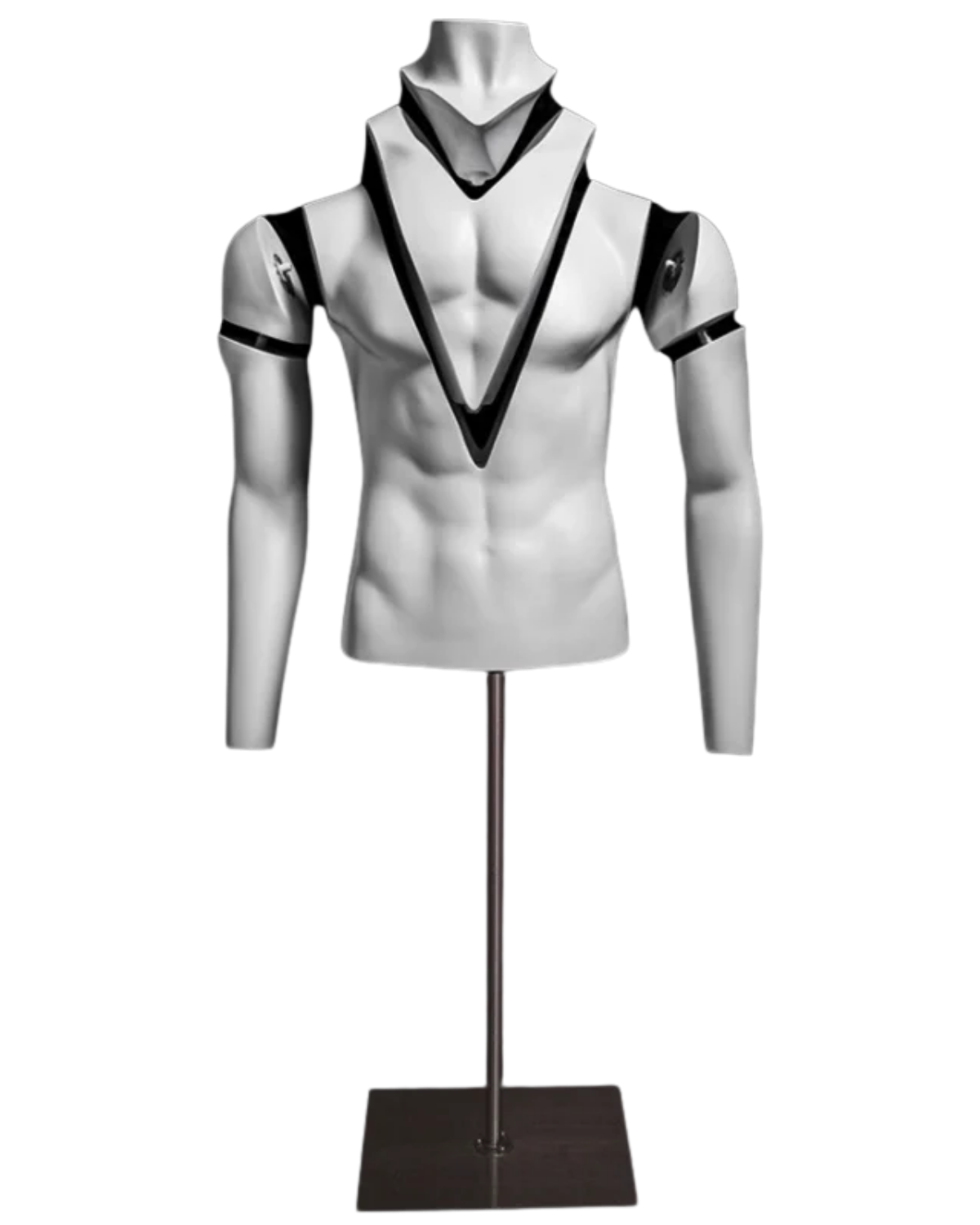Ghost matte white male torso with magnetic removable neck and arms for invisible mannequin photography