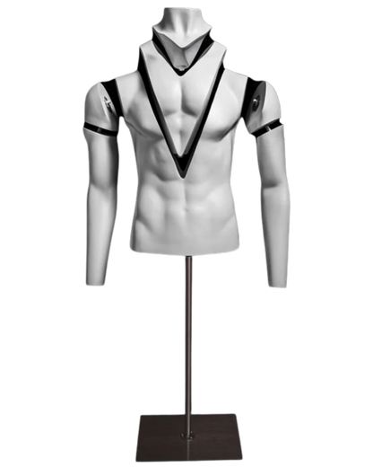 Ghost matte white male torso with magnetic removable neck and arms for invisible mannequin photography