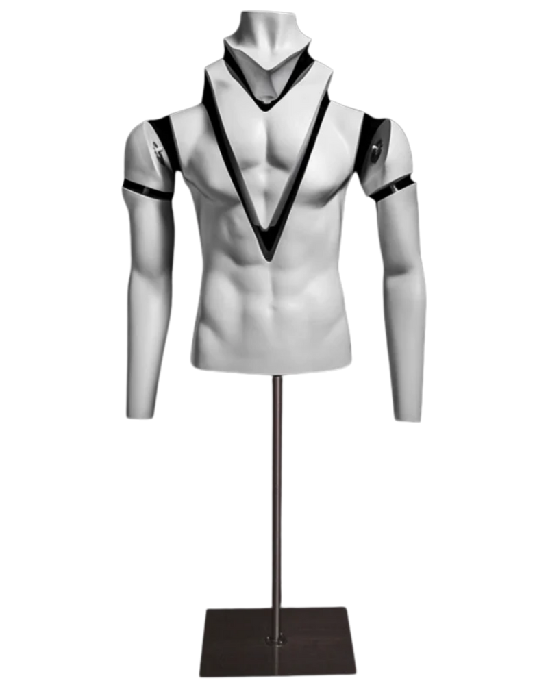 Ghost matte white male torso with magnetic removable neck and arms for invisible mannequin photography