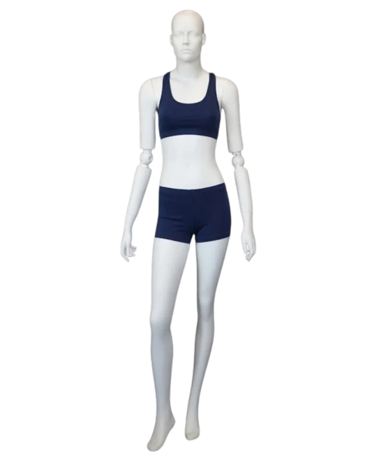 white female mannequin wearing athletic outfit front view