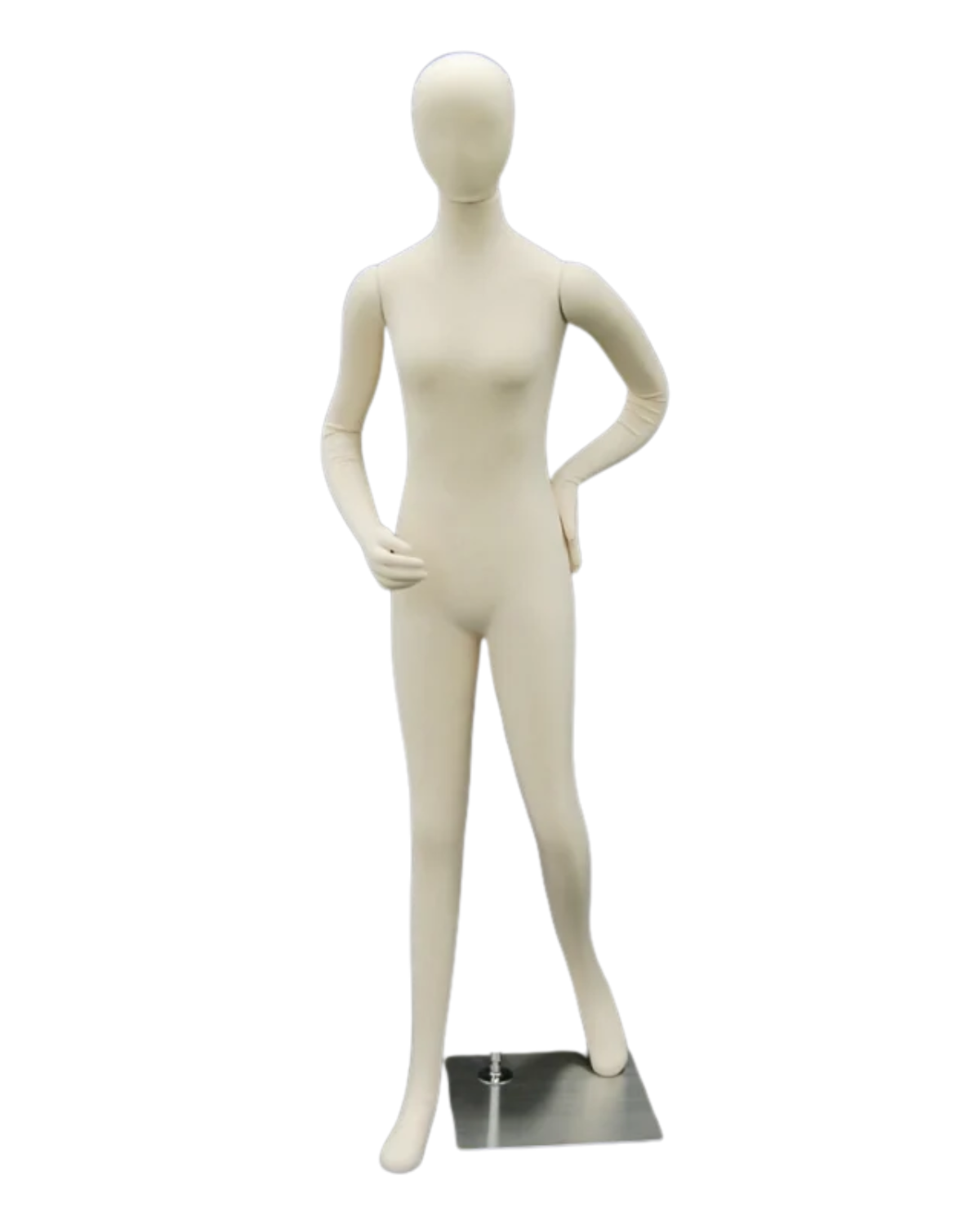 flexible beige female mannequin full body front view