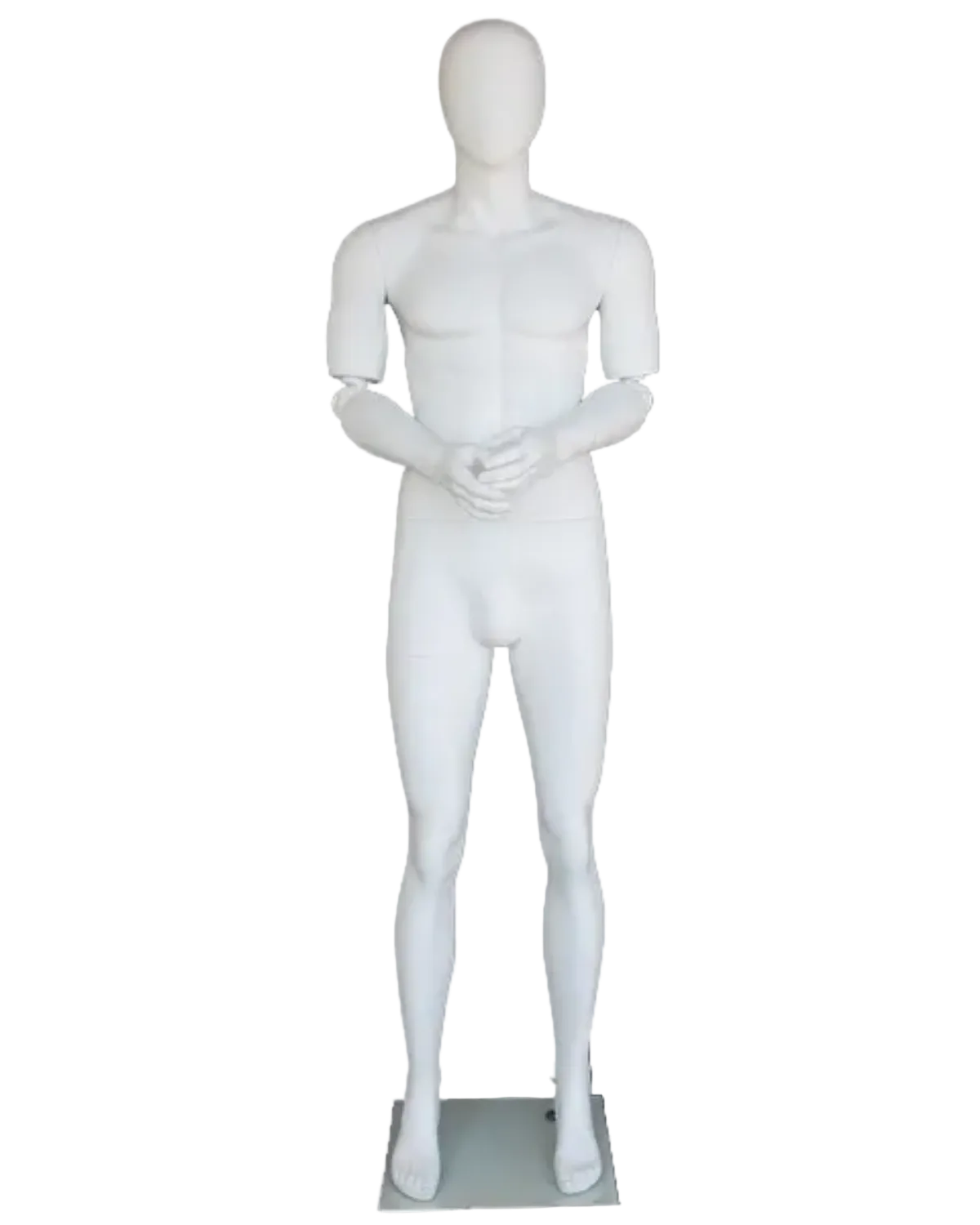 Abstract matte white fiberglass mannequin with adjustable articulated arms