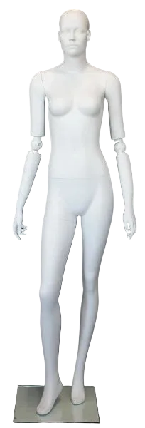 glossy white female mannequin retail display front