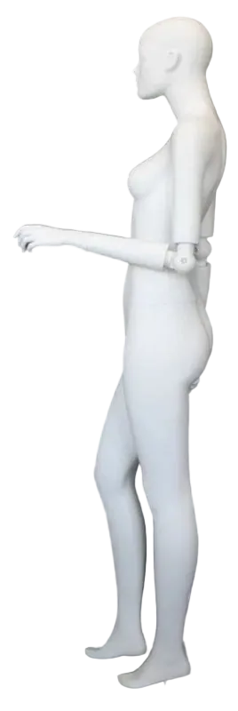 angled view white female mannequin