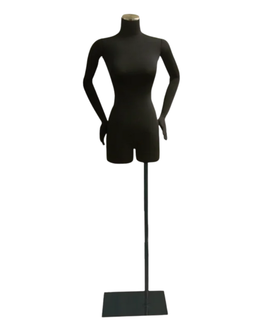 Black headless female bendable 3/4 body form with arms