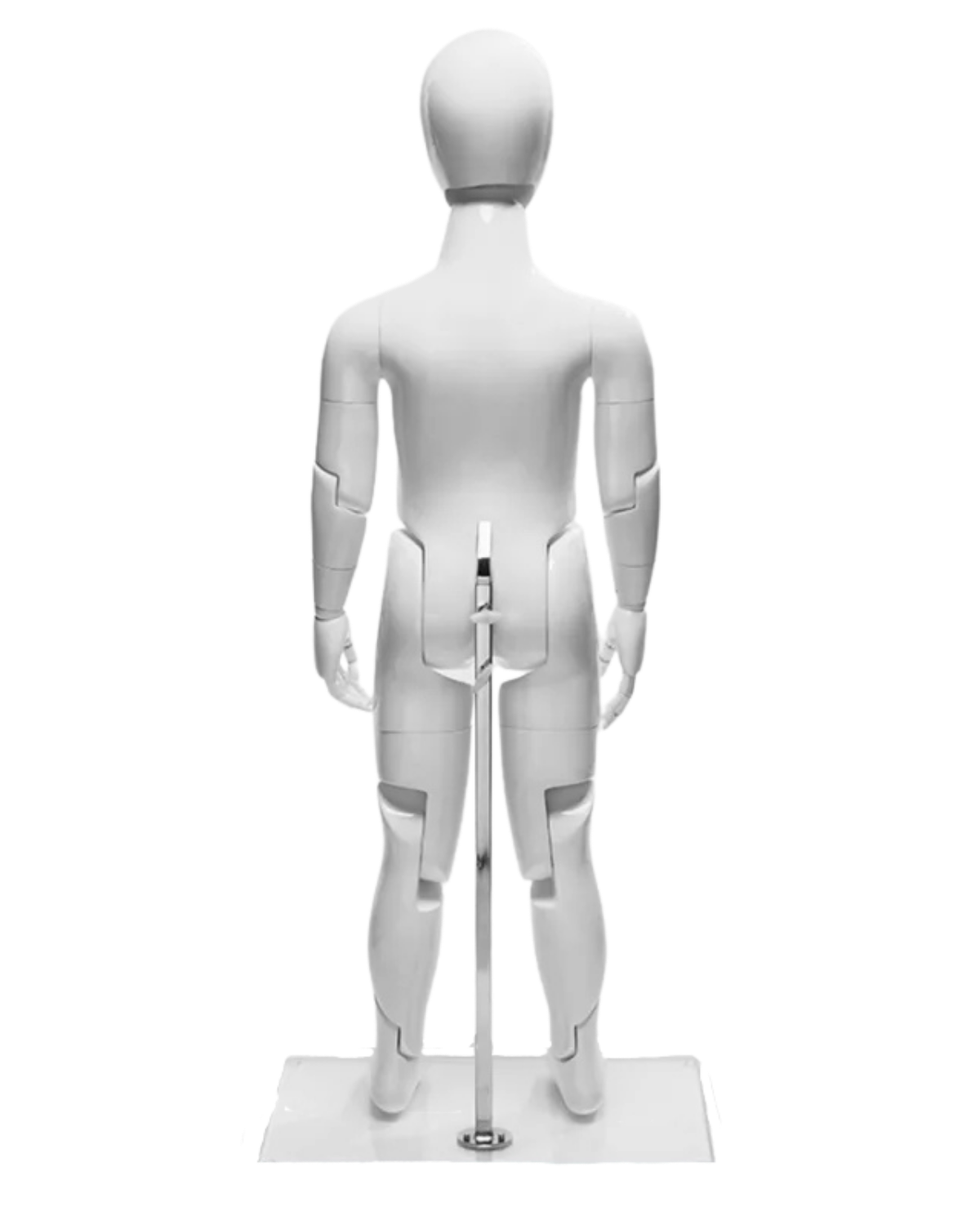 Back view of glossy white fiberglass child mannequin