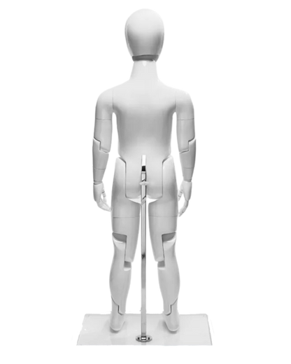 Back view of glossy white fiberglass child mannequin
