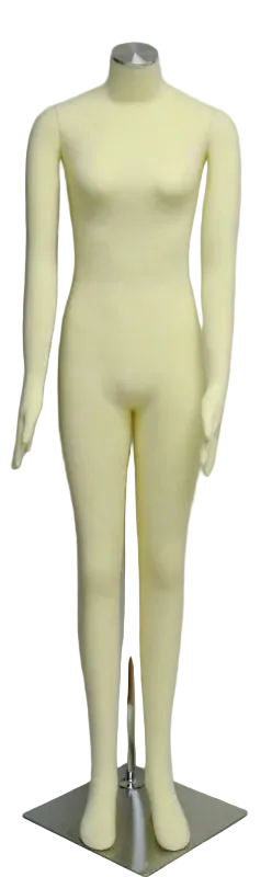 beige mannequin with metal neck cap detail