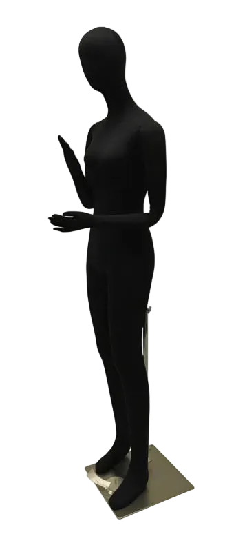 angled flexible black female mannequin posable display