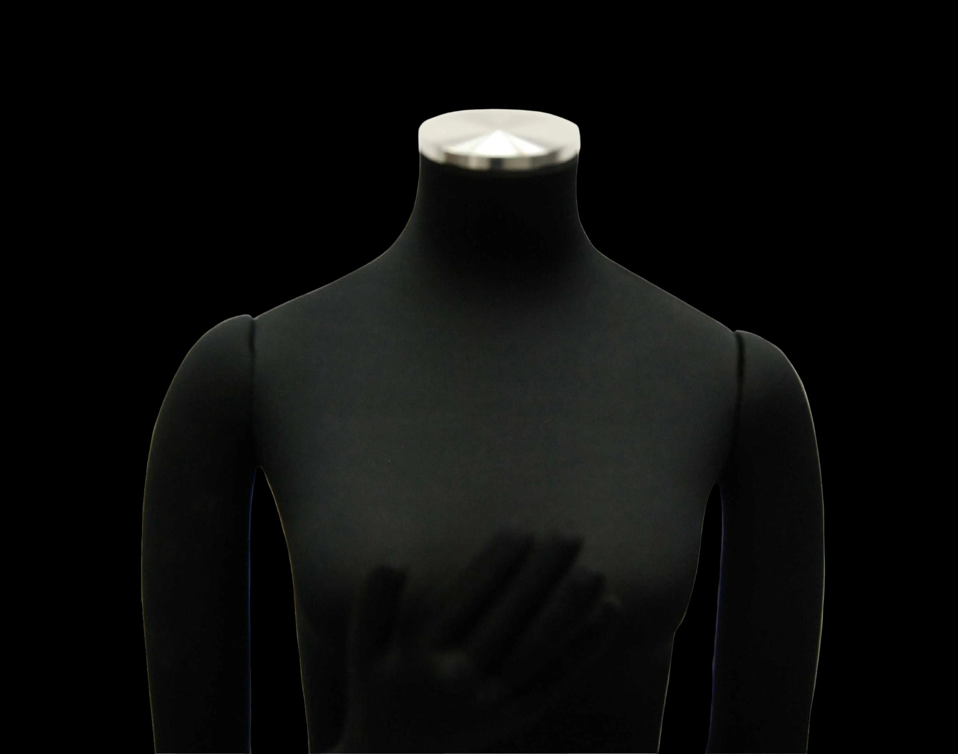 black mannequin jersey fabric and neck detail