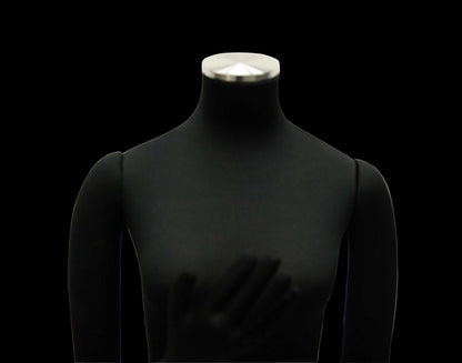 black mannequin jersey fabric and neck detail