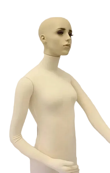 angled flexible female mannequin with realistic head