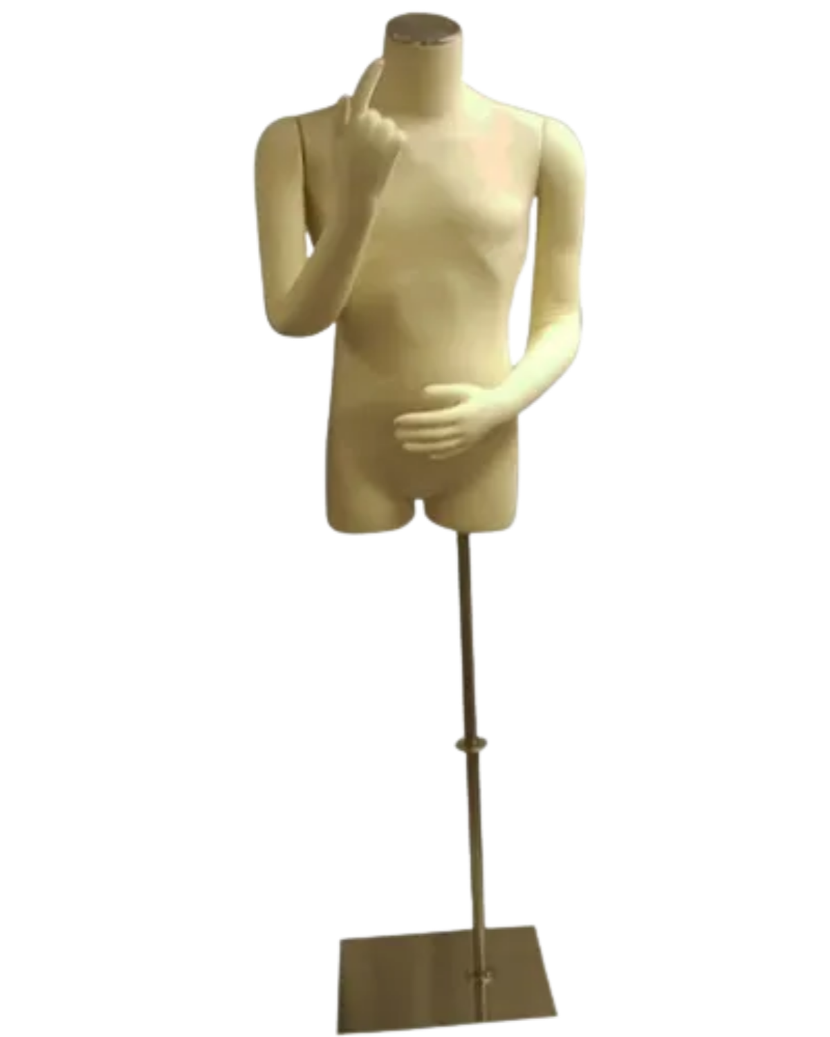 Beige male 3/4 torso form with flexible arms and jersey covering
