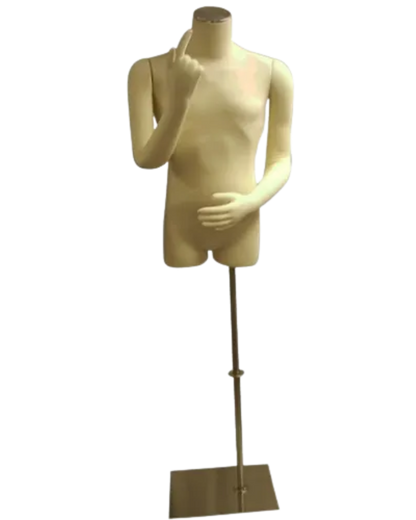 Beige male 3/4 torso form with flexible arms and jersey covering