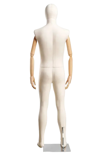 male mannequin back view fabric wrapped display form