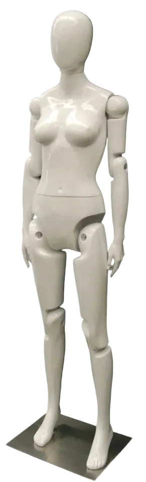 white posable female mannequin full body articulated retail display