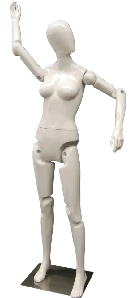 posable female mannequin white fiberglass articulated joints egghead display
