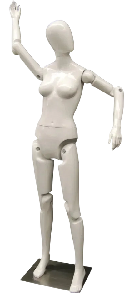 posable female mannequin white fiberglass articulated joints egghead display