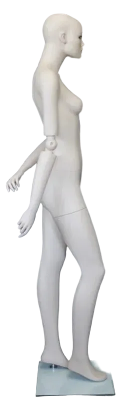 angled realistic female mannequin with articulated elbows