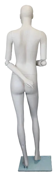 back view realistic female mannequin with base