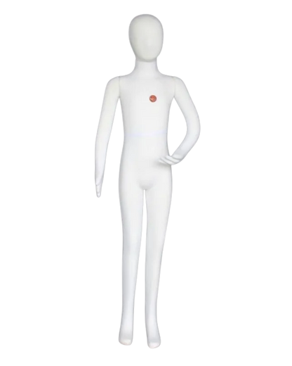 White jersey covered teenage mannequin with flexible posable body
