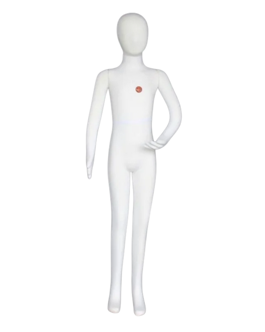 White jersey covered teenage mannequin with flexible posable body