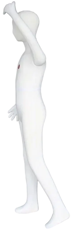 Posable teenage mannequin with raised arm display position
